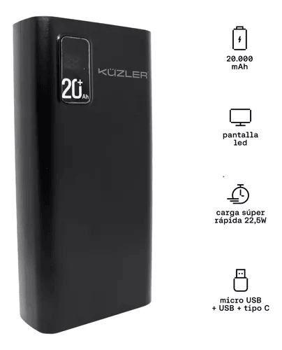 Power Bank Kuzler 10Mil mAh - Carga Súper Rápida 22,5W